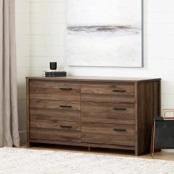 Tao 6 -Drawer Natural Walnut Dresser by South Shore