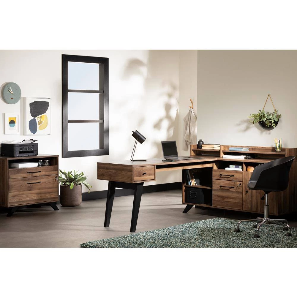 Helsy Natural Walnut Decorative Lateral File Cabinet with 2-Drawers by South Shore 14 Helsy Natural Walnut Decorative Lateral File Cabinet with 2-Drawers by South Shore - Image 14