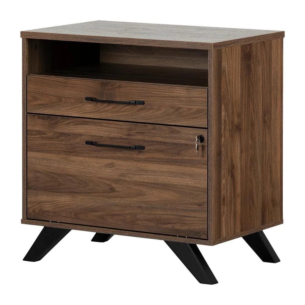 Helsy Natural Walnut Decorative Lateral File Cabinet with 2-Drawers by South Shore 1 Helsy Natural Walnut Decorative Lateral File Cabinet with 2-Drawers by South Shore