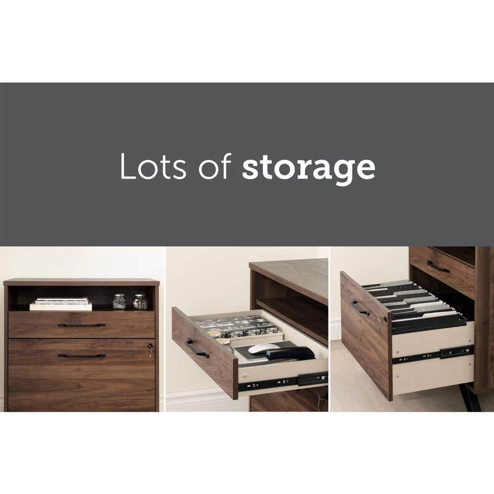 Helsy Natural Walnut Decorative Lateral File Cabinet with 2-Drawers by South Shore 4 Helsy Natural Walnut Decorative Lateral File Cabinet with 2-Drawers by South Shore - Image 4