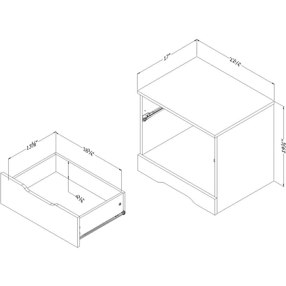 Holland 1-Drawer Natural Walnut Nightstand by South Shore 3 Holland 1-Drawer Natural Walnut Nightstand by South Shore - Image 3