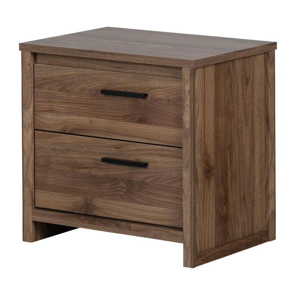 Tao 2-Drawer Natural Walnut Nightstand by South Shore 1 Tao 2-Drawer Natural Walnut Nightstand by South Shore