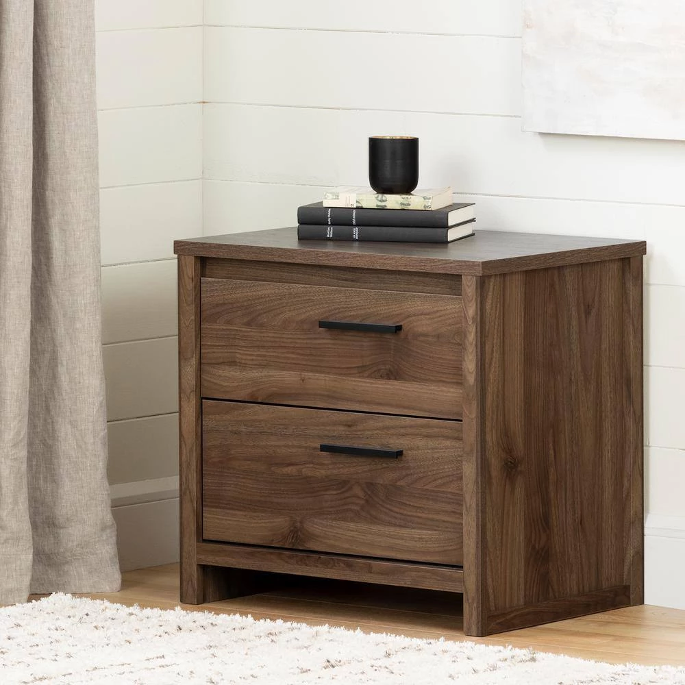 Tao 2-Drawer Natural Walnut Nightstand by South Shore 2 Tao 2-Drawer Natural Walnut Nightstand by South Shore - Image 2