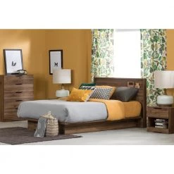 Holland Natural Walnut Full/Queen Platform by South Shore -South Shore Shop natural walnut south shore platform beds 11283 66 1000