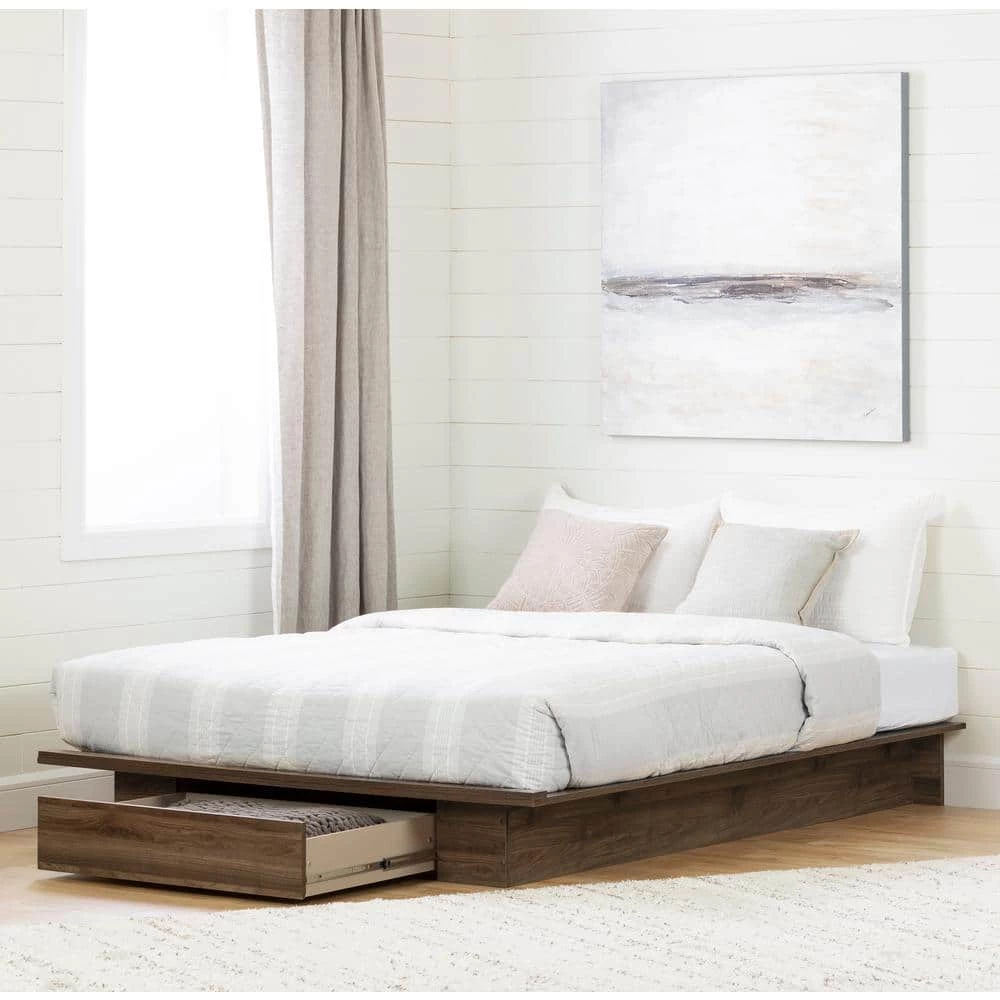 Tao Natural Walnut Full/Queen Bed by South Shore 1 Tao Natural Walnut Full/Queen Bed by South Shore