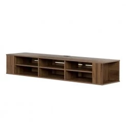 City Life 68 in. Natural Walnut Particle Board TV Stand 75 in. with Cable Management by South Shore