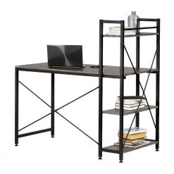 25.6 in. Rectangular Oak Camel/Black Computer Desks with Bookcase by South Shore -South Shore Shop oak camel black south shore computer desks 12113 66 1000