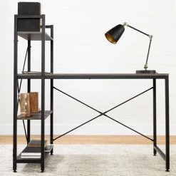 25.6 in. Rectangular Oak Camel/Black Computer Desks with Bookcase by South Shore -South Shore Shop oak camel black south shore computer desks 12113 76 1000