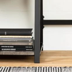 19.7 in. Rectangular Oak Camel/Black Writing Desks with Open Storage by South Shore -South Shore Shop oak camel black south shore writing desks 12111 4f 1000