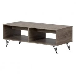 Evane 44 in. Oak Camel Large Rectangle Wood Coffee Table with Shelf by South Shore