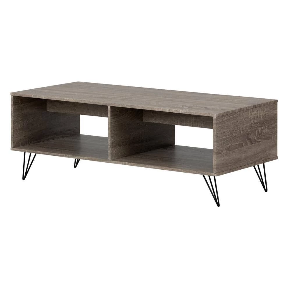 Evane 44 in. Oak Camel Large Rectangle Wood Coffee Table with Shelf by South Shore 1 Evane 44 in. Oak Camel Large Rectangle Wood Coffee Table with Shelf by South Shore
