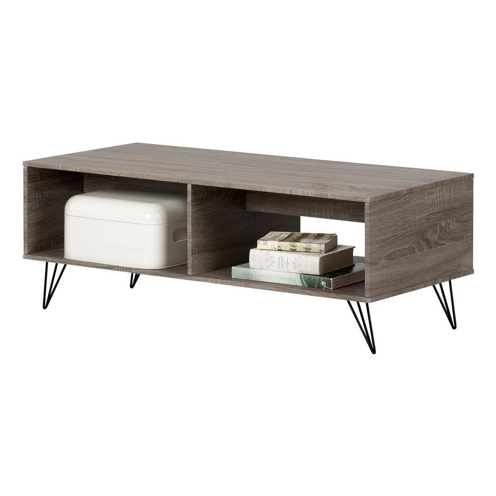 Evane 44 in. Oak Camel Large Rectangle Wood Coffee Table with Shelf by South Shore 2 Evane 44 in. Oak Camel Large Rectangle Wood Coffee Table with Shelf by South Shore - Image 2