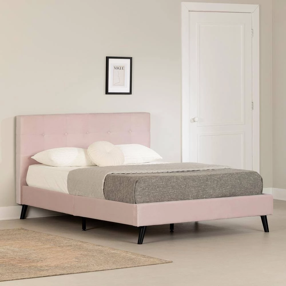Maliza Pale Pink Queen Size Bed 64 in. W with Headboard by South Shore 6 Maliza Pale Pink Queen Size Bed 64 in. W with Headboard by South Shore - Image 6