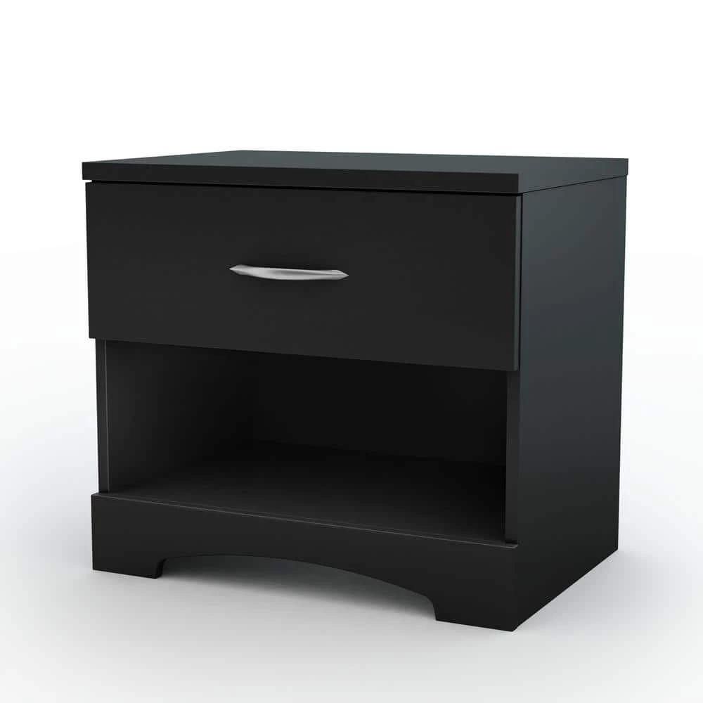 Step One 1-Drawer Nightstand in Pure Black by South Shore 1 Step One 1-Drawer Nightstand in Pure Black by South Shore
