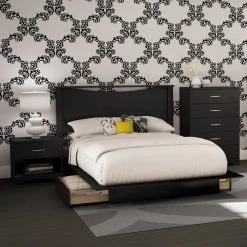 Step One 4-Piece Pure Black Full Bedroom Set by South Shore