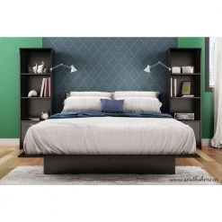 53.5 in. Black Faux Wood 3-shelf Standard Bookcase with Doors by South Shore -South Shore Shop pure black south shore bookcases bookshelves 3107652 31 1000