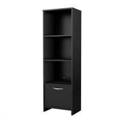 53.5 in. Black Faux Wood 3-shelf Standard Bookcase with Doors by South Shore -South Shore Shop pure black south shore bookcases bookshelves 3107652 c3 1000