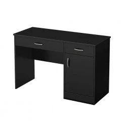 43.75 in. Pure Black Rectangular 2 -Drawer Computer Desk with Adjustable Shelves by South Shore