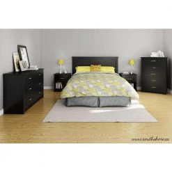 Fusion Pure Black Full/Queen Headboard by South Shore -South Shore Shop pure black south shore headboards 9008270 31 1000