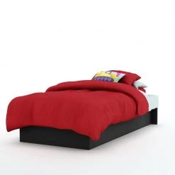 Libra Twin-Size Platform Bed in Pure Black by South Shore