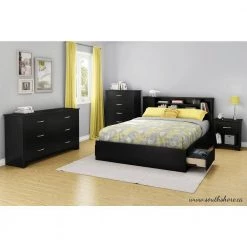 Fusion 1-Drawer Pure Black Nightstand by South Shore -South Shore Shop pure black south shore nightstands 9008062 4f 1000
