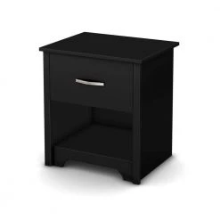 Fusion 1-Drawer Pure Black Nightstand by South Shore -South Shore Shop pure black south shore nightstands 9008062 76 1000