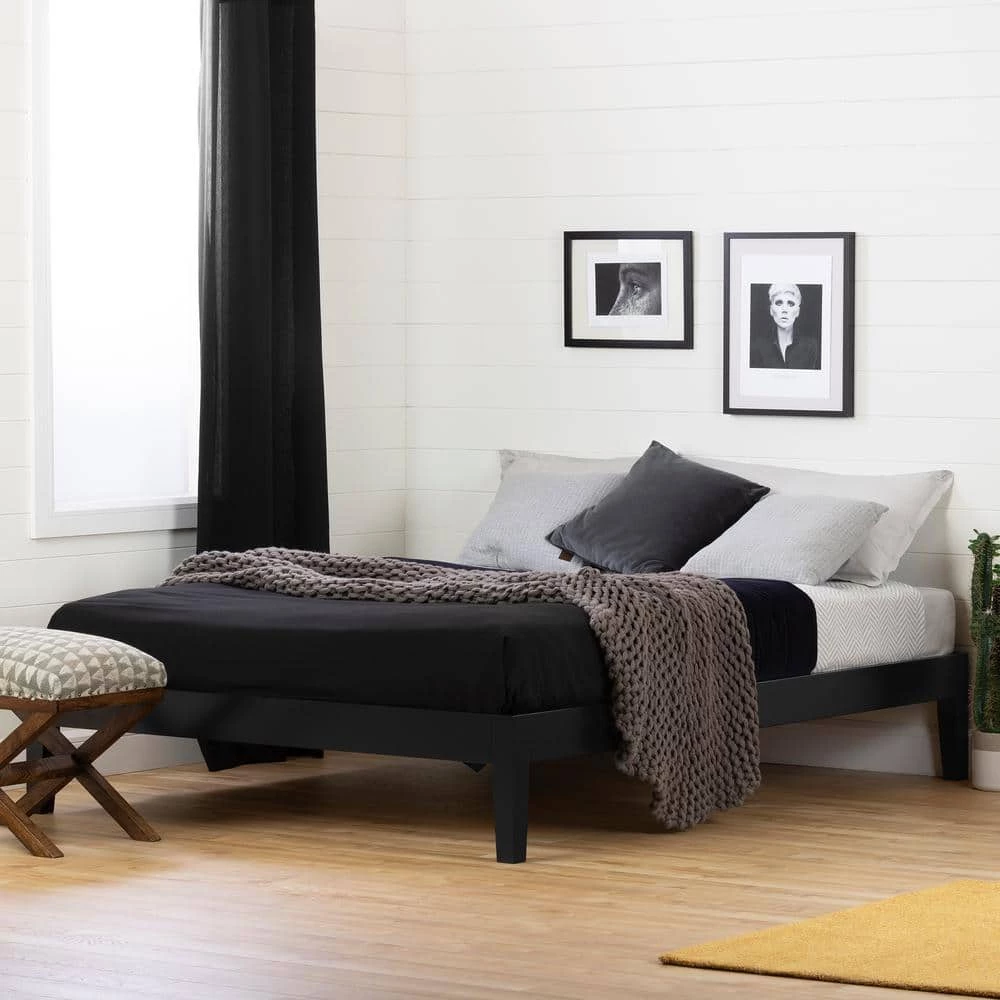 Vito Pure Black Full Size Platform Bed 56.5 in. W by South Shore 5 Vito Pure Black Full Size Platform Bed 56.5 in. W by South Shore - Image 5