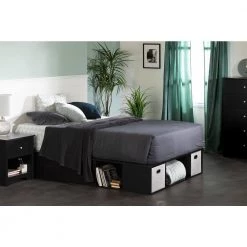 Vito Pure Black Queen Size Bed 61.75 in. W with Storage by South Shore -South Shore Shop pure black south shore platform beds 13140 31 1000