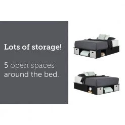Vito Pure Black Queen Size Bed 61.75 in. W with Storage by South Shore -South Shore Shop pure black south shore platform beds 13140 4f 1000