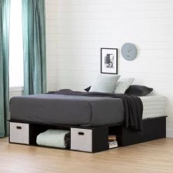 Vito Pure Black Queen Size Bed 61.75 in. W with Storage by South Shore -South Shore Shop pure black south shore platform beds 13140 c3 1000