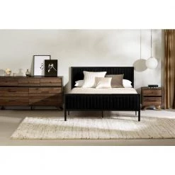 Flam Pure Black Finish Queen size Bed 63in W. with Headboard by South Shore -South Shore Shop pure black south shore platform beds 14013 31 1000