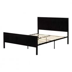 Flam Pure Black Finish Queen size Bed 63in W. with Headboard by South Shore
