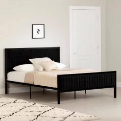 Flam Pure Black Finish Queen size Bed 63in W. with Headboard by South Shore -South Shore Shop pure black south shore platform beds 14013 c3 1000
