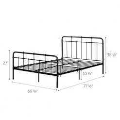 Tassio Pure Black Full Size Bed 55.75 in. W with Headboard by South Shore -South Shore Shop pure black south shore platform beds 14116 77 1000