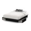 Step One Pure Black Queen Platform Bed with Storage by South Shore