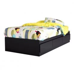 Vito Twin-Size Bed Frame in Pure Black by South Shore