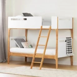Bebble Pure White and Exotic Light Wood Twin Bed by South Shore -South Shore Shop pure white and exotic light wood south shore bunk beds 12244 31 1000