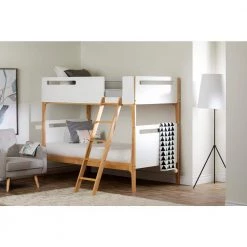 Bebble Pure White and Exotic Light Wood Twin Bed by South Shore -South Shore Shop pure white and exotic light wood south shore bunk beds 12244 c3 1000