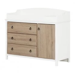 Catimini 3-Drawer Pure White and Rustic Oak Changing Table by South Shore