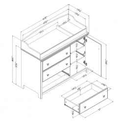 Catimini 3-Drawer Pure White and Rustic Oak Changing Table by South Shore -South Shore Shop pure white and rustic oak south shore changing tables 10624 77 1000