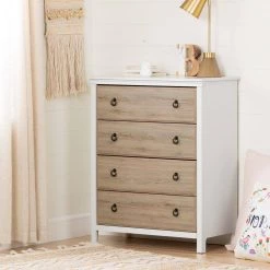 Cotton Candy 4-Drawer White and Rustic Oak Chest by South Shore -South Shore Shop pure white and rustic oak south shore kids dressers 12743 31 1000