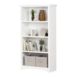 58.13 in. Pure White Faux Wood 4-shelf Standard Bookcase with Adjustable Shelves by South Shore -South Shore Shop pure white south shore bookcases bookshelves 10219 c3 1000