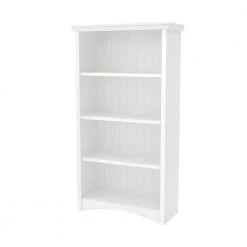 57.62 in. Pure White Faux Wood 4-shelf Standard Bookcase with Adjustable Shelves by South Shore