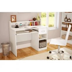 41 in. Pure White Rectangular 1 -Drawer Computer Desk with Keyboard Tray by South Shore -South Shore Shop pure white south shore computer desks 7250076c 31 1000