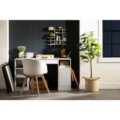 53.5 in. Pure White Rectangular 2 -Drawer Computer Desk with Adjustable Shelves by South Shore -South Shore Shop pure white south shore computer desks 7550727 31 1000