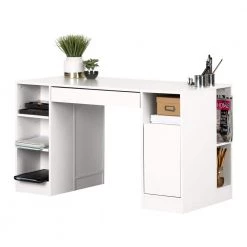 53.5 in. Pure White Rectangular 2 -Drawer Computer Desk with Adjustable Shelves by South Shore