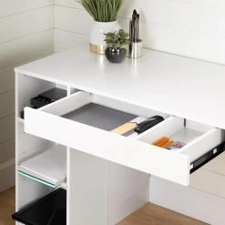 53.5 in. Pure White Rectangular 2 -Drawer Computer Desk with Adjustable Shelves by South Shore -South Shore Shop pure white south shore computer desks 7550727 fa 1000
