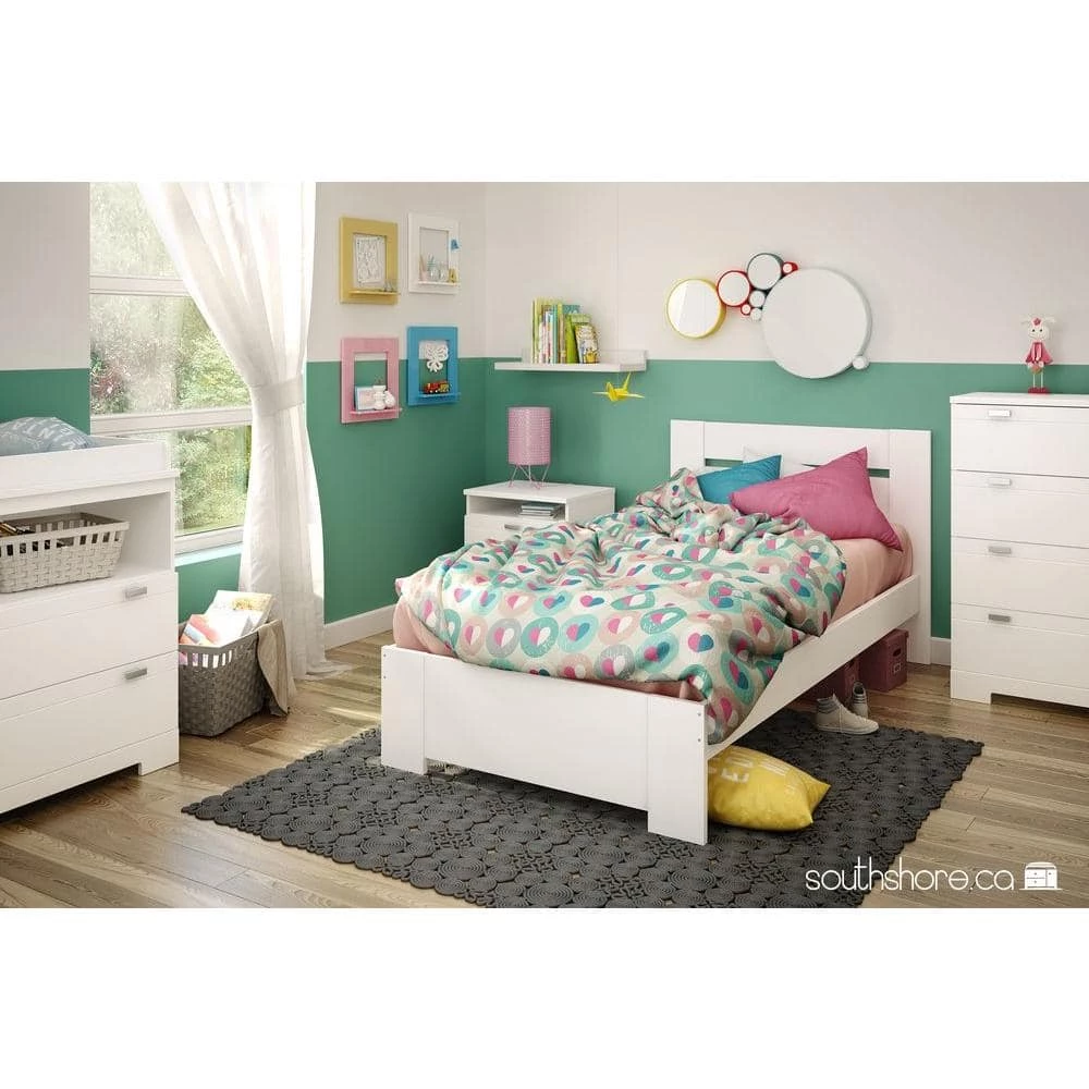 Reevo 2-Drawer Pure White Nightstand by South Shore 6 Reevo 2-Drawer Pure White Nightstand by South Shore - Image 6