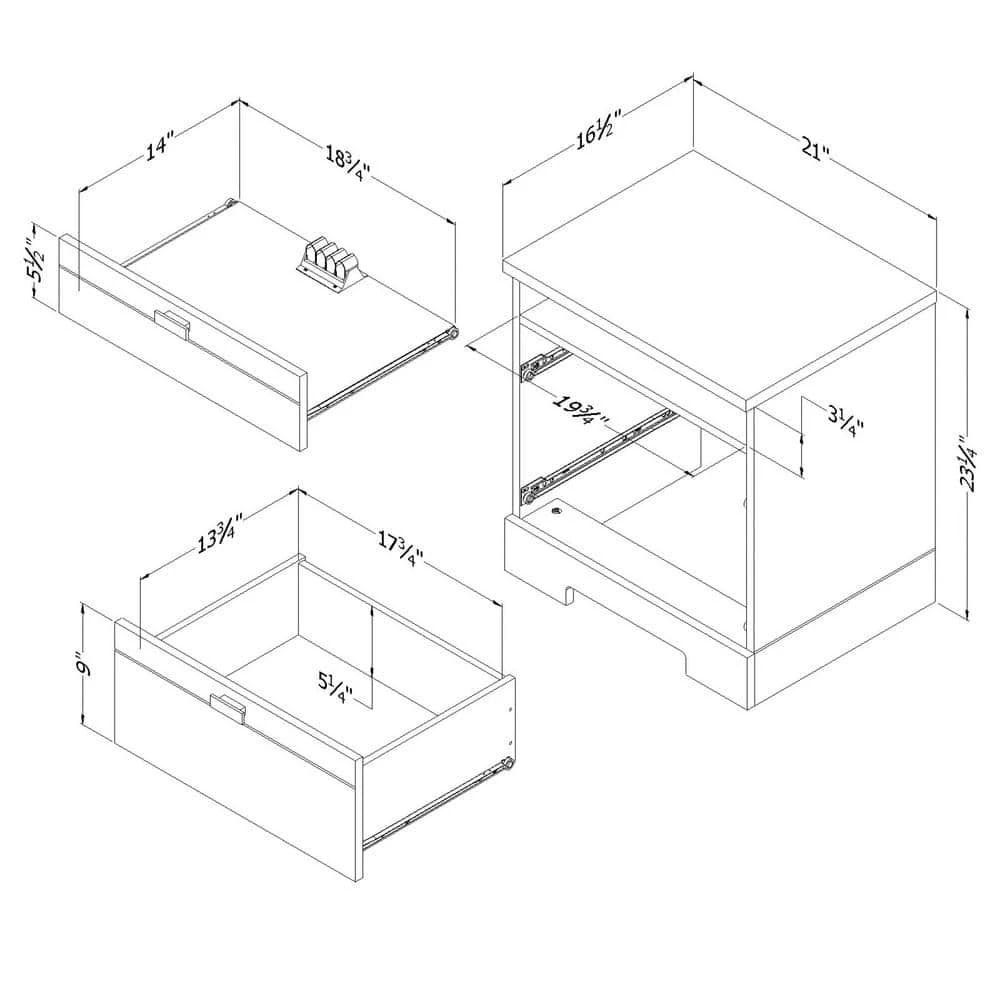 Reevo 2-Drawer Pure White Nightstand by South Shore 7 Reevo 2-Drawer Pure White Nightstand by South Shore - Image 7
