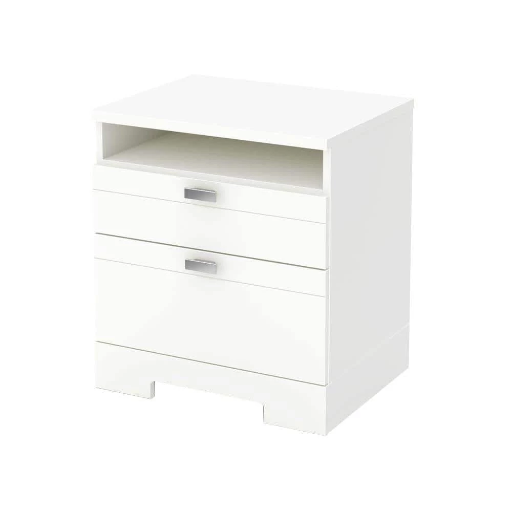 Reevo 2-Drawer Pure White Nightstand by South Shore 1 Reevo 2-Drawer Pure White Nightstand by South Shore